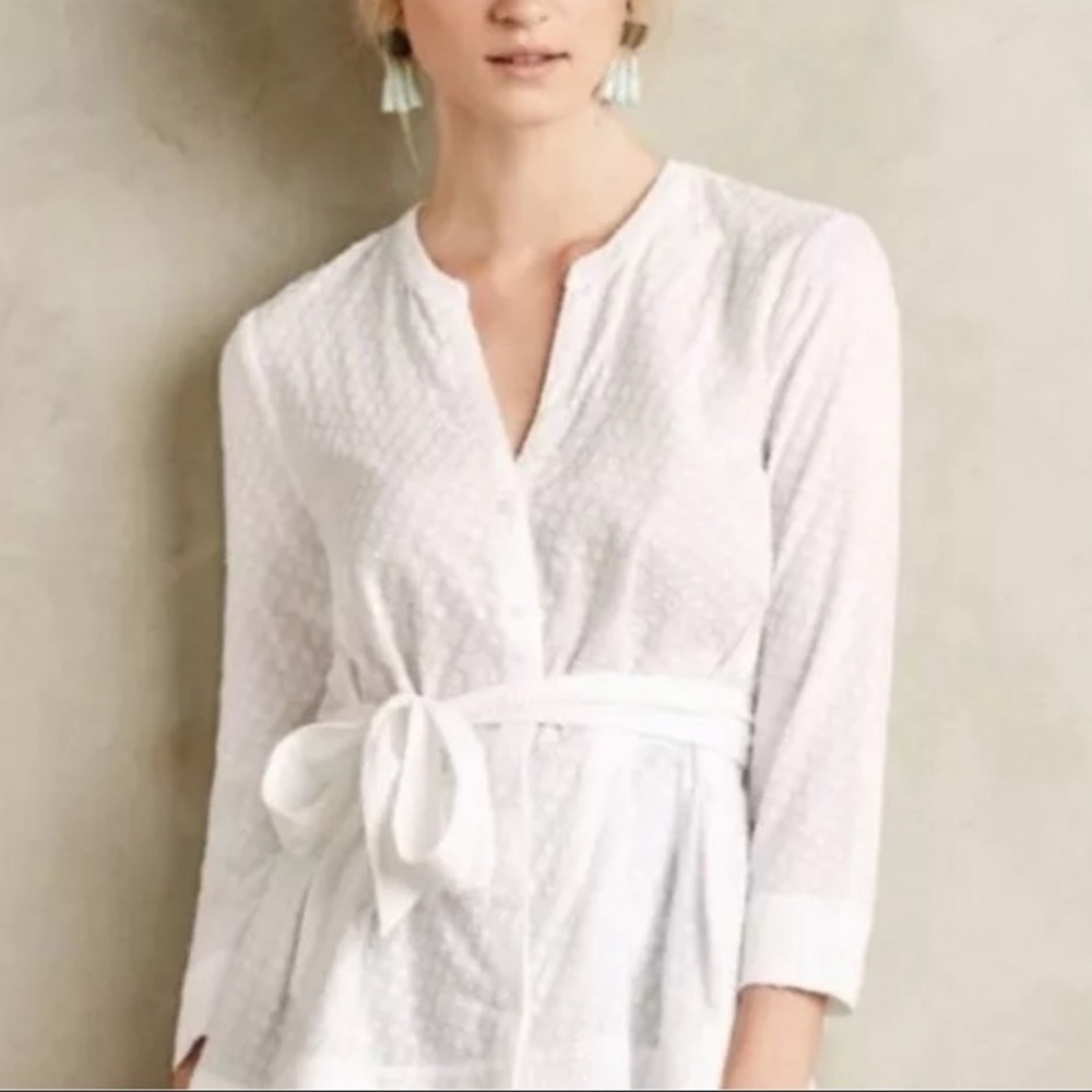 Anthropologie HD in Paris Swiss Dot Tie Blouse